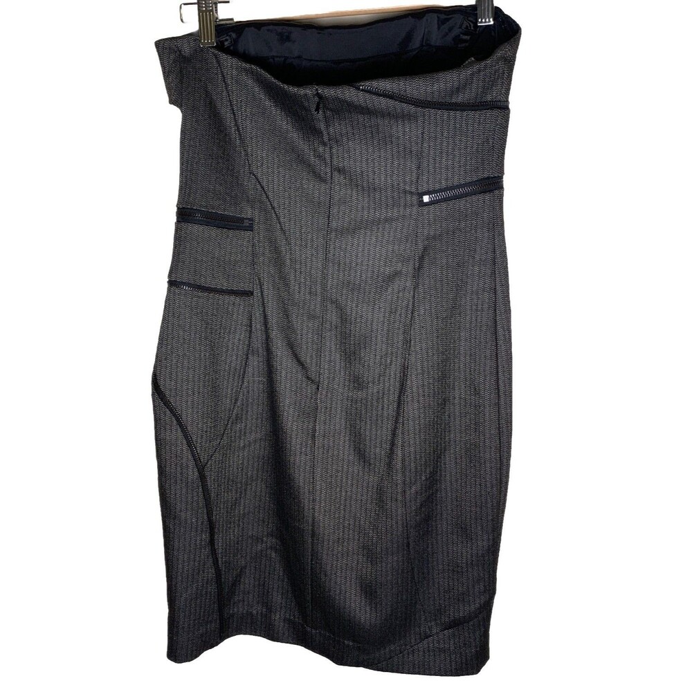 bebe Y2K Women Herringbone Strapless Bodycon Dress Sz 6 Bodycon Party Sexy - Picture 8 of 16
